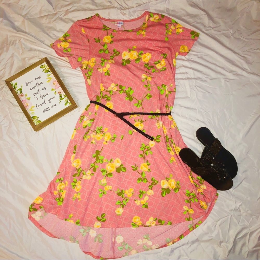 LuLaRoe Pink Floral High Low Dress